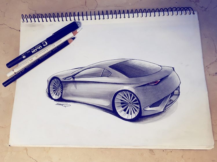 סקיצה של רכב כסוף תמיר מזרחי